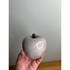 Vintage Alabaster Marble Stone apple Paperweight Décor With Brass Stem fruit